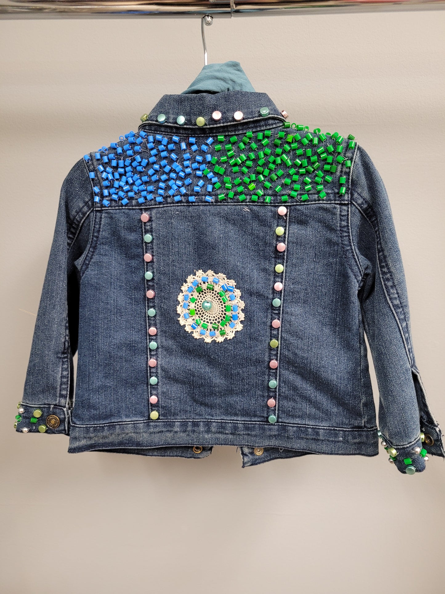 Girls Hand Beaded Jean Jacket