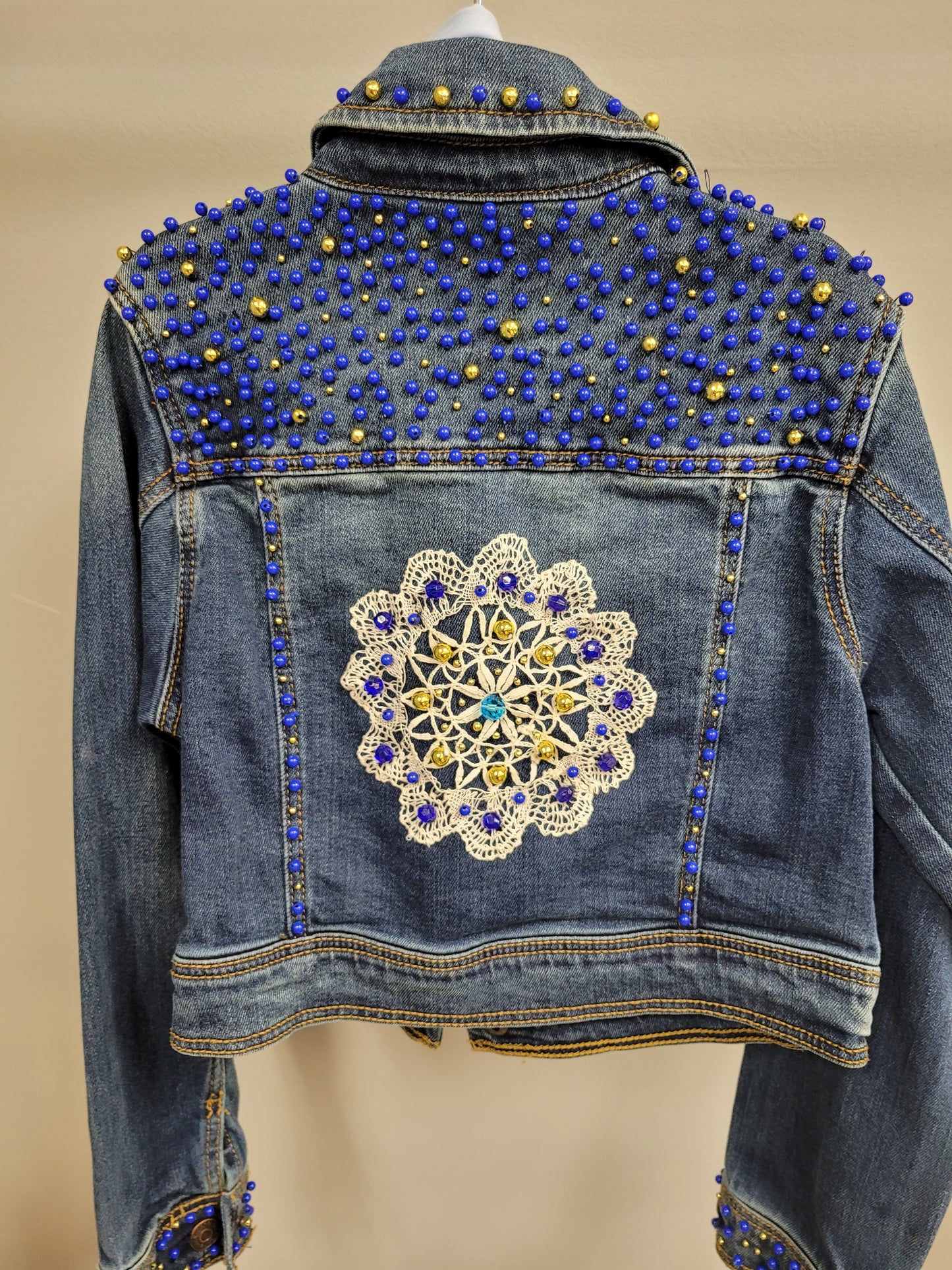 Girls Hand Beaded Jean Jacket