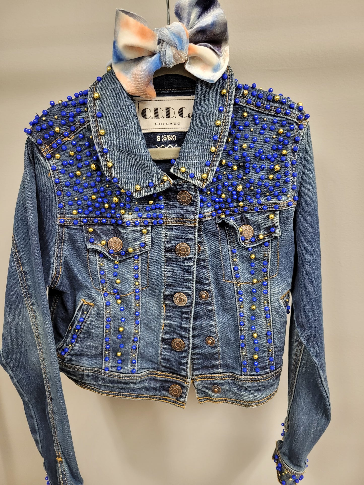 Girls Hand Beaded Jean Jacket