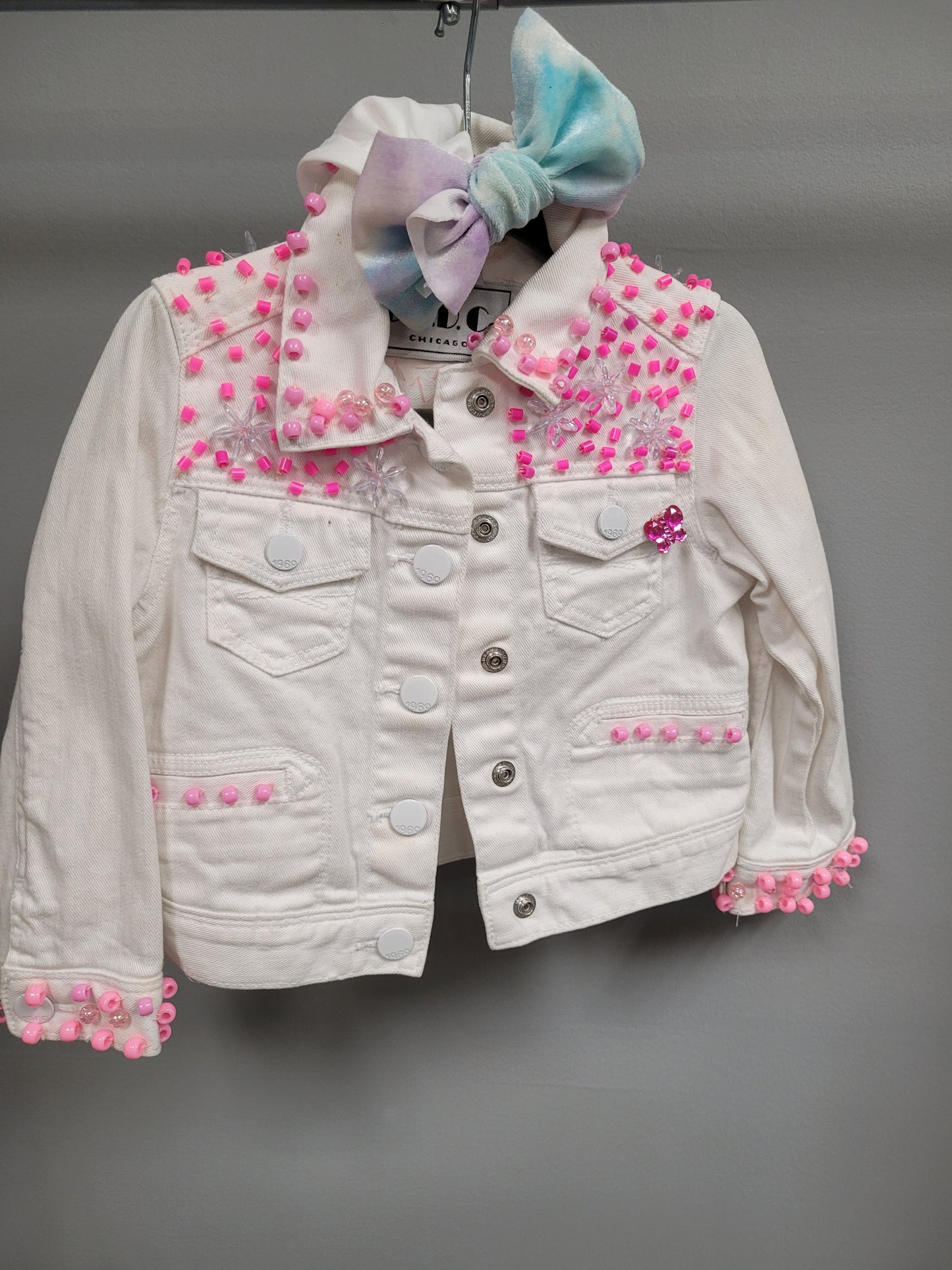 Girls Hand Beaded Jean Jacket