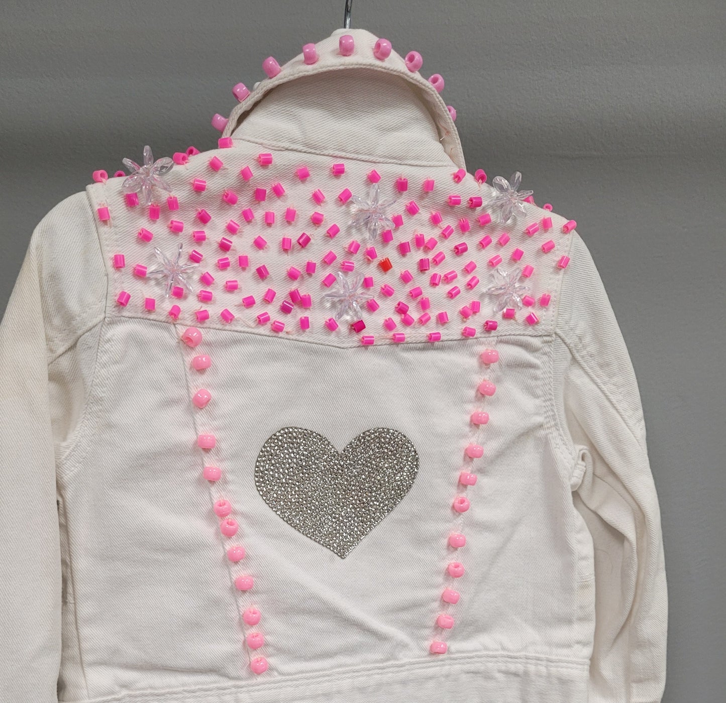 Girls Hand Beaded Jean Jacket